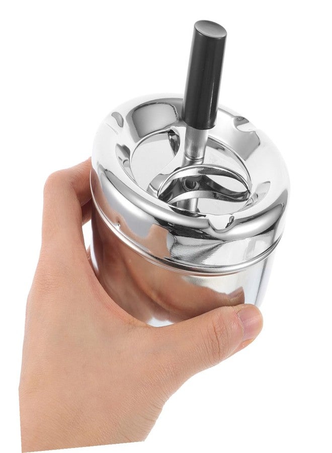 MUCKLILY 2pcs Metal Ashtray with Push-down Spinning Lid Windproof Smokeless Round Design for Home Office Patio Wear-resistant Construction Precision Rotation Mechanism Decorative Indoor - Image 4